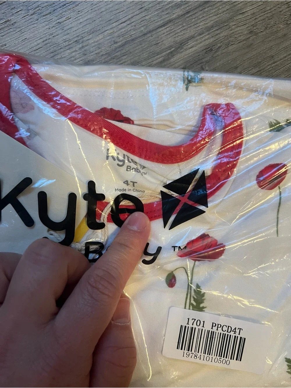 Kyte Baby White & Red Poppy LS PJs